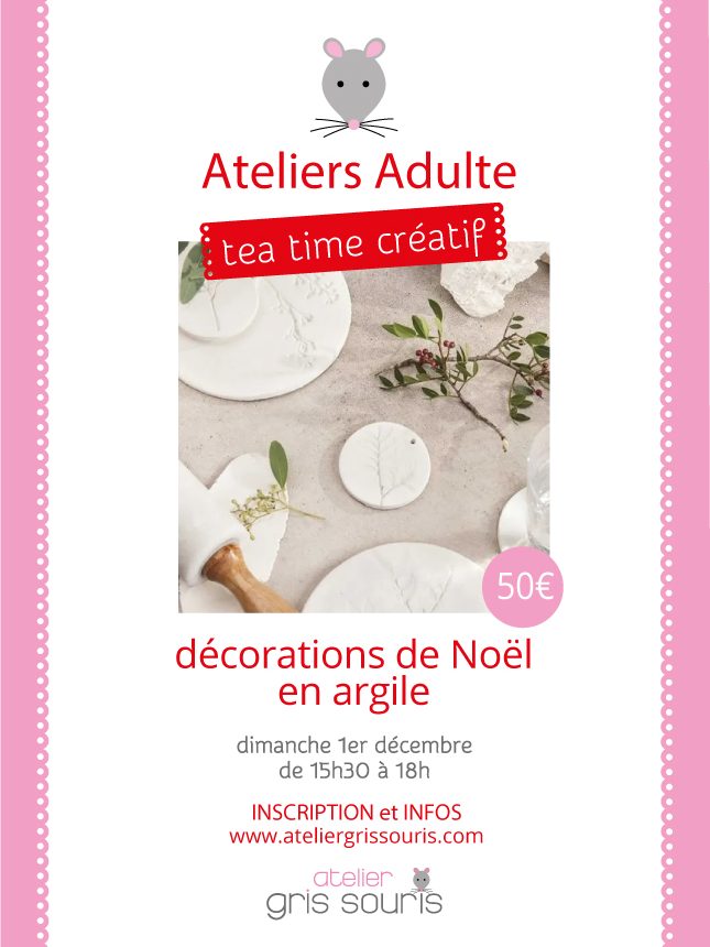 Tea time créatif adulte • décorations en argile pour Noël • dimanche 1er décembre