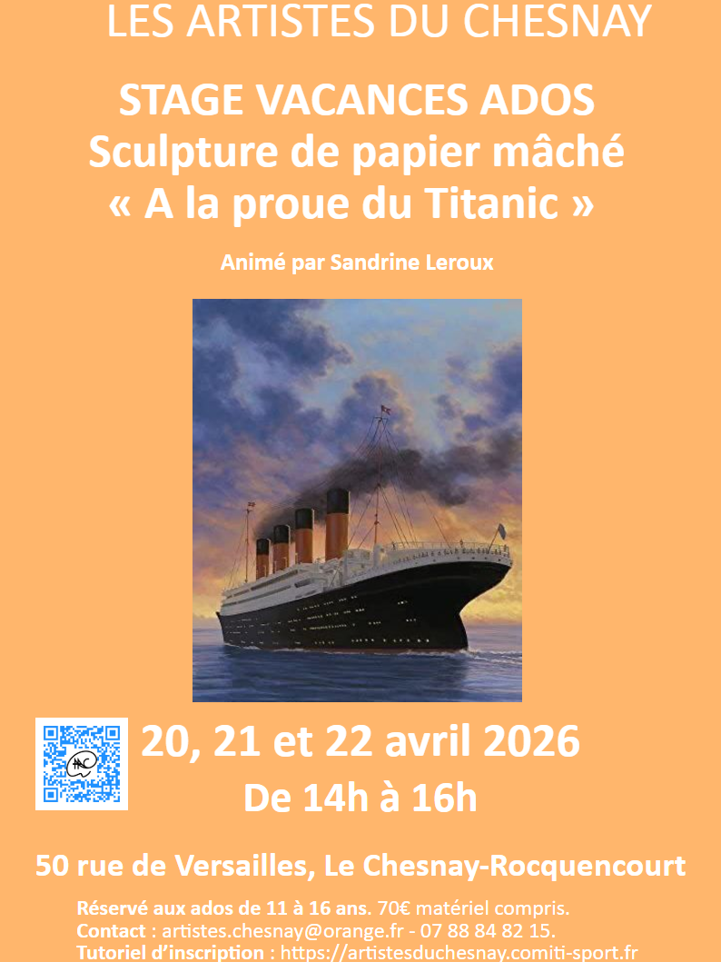 STAGES MARS AVRIL 2026 AUX ARTISTES DU CHESNAY