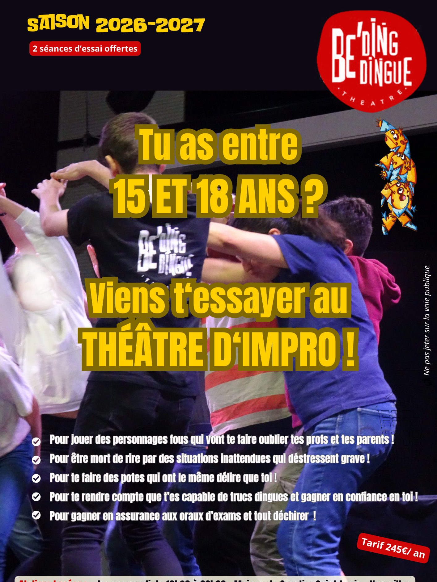 Atelier annuel d’Improvisation Théâtrale – Lycéens (15-18 ans)