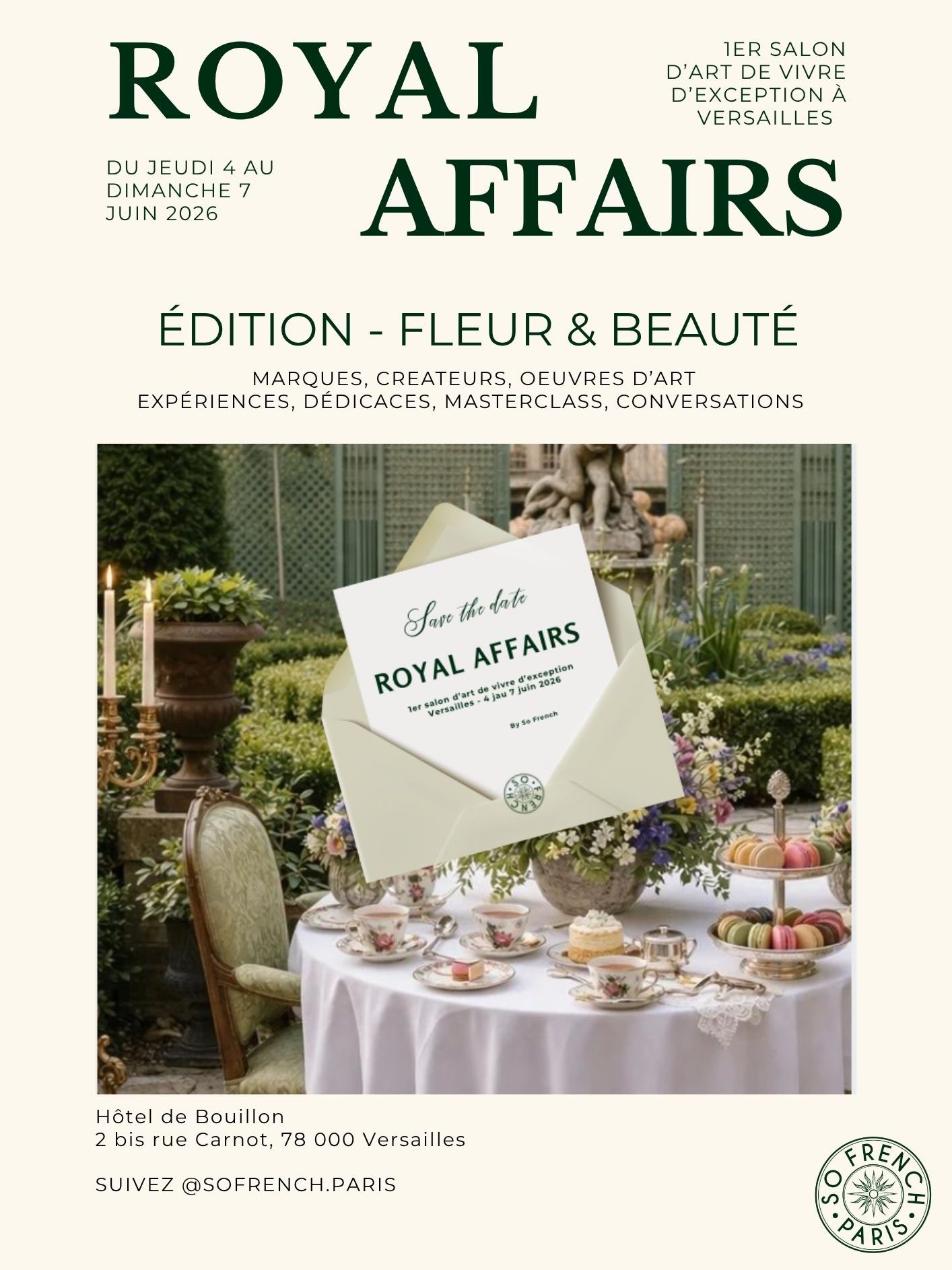 ROYAL AFFAIRS Boutique éphémère d’exception du 4 au 7 juin 2026 à Versailles